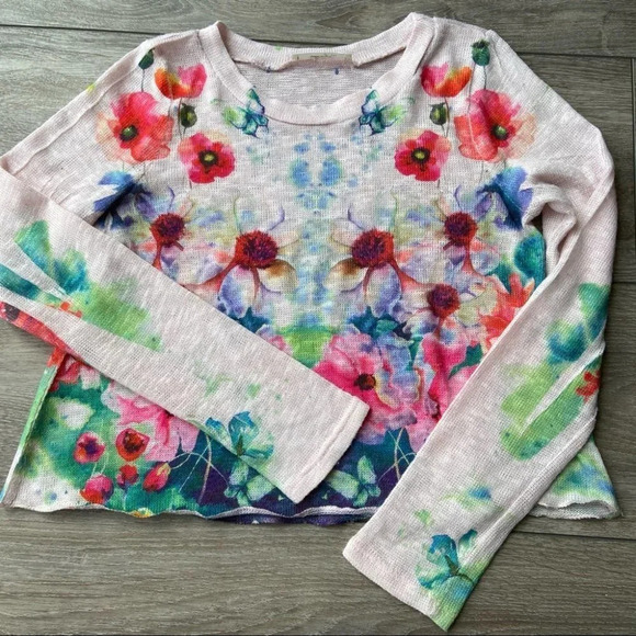 Gaze Boho Floral Crop Lightweight Sweater - Picture 3 of 13